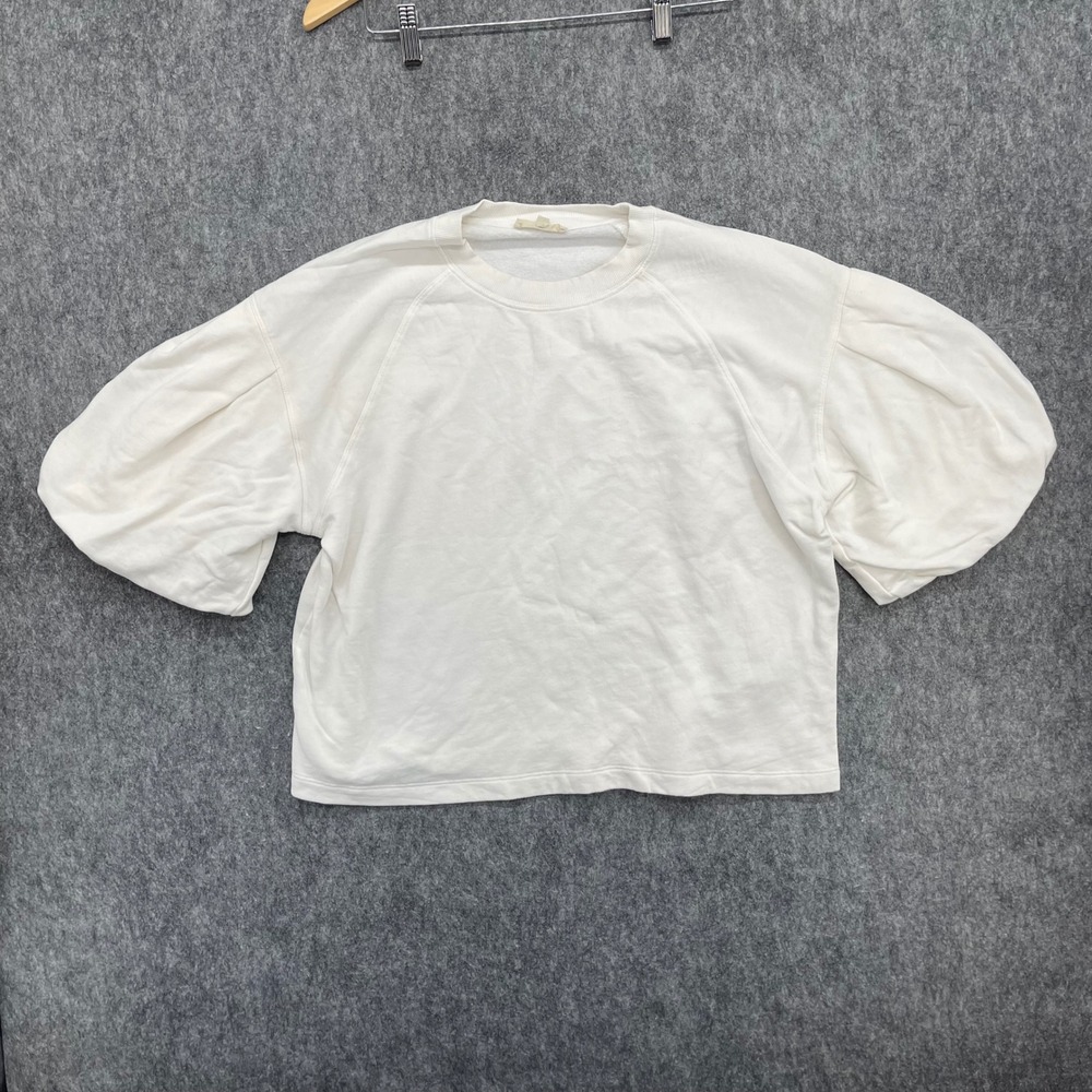 Madewell Puff Sleeve Sweatshirt Womens Large Cream White Short Sleeve